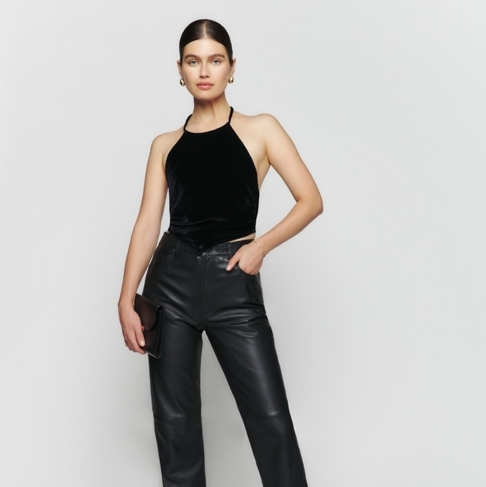 Reformation Tamsin Velvet Top in Black size M NWT